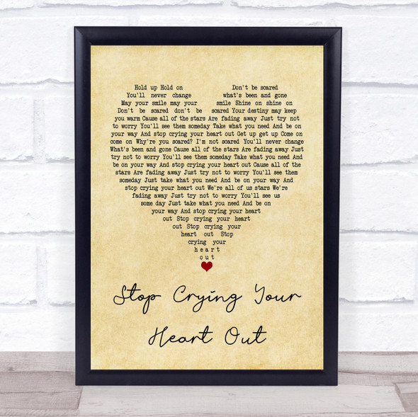 Oasis Stop Crying Your Heart Out Vintage Heart Song Lyric Quote Print