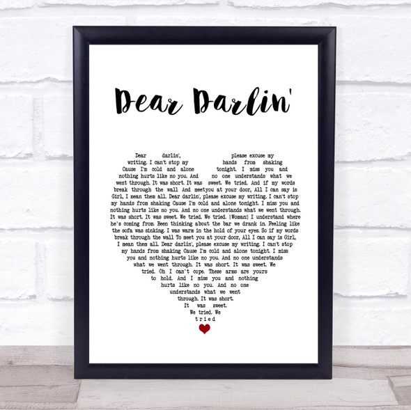 Olly Murs Dear Darlin' White Heart Song Lyric Quote Print