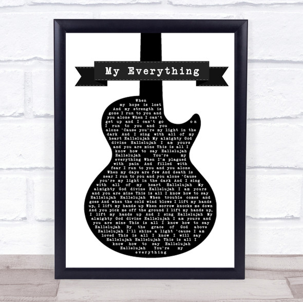 Owl City My Everything Black & White Guitar Song Lyric Quote Print
