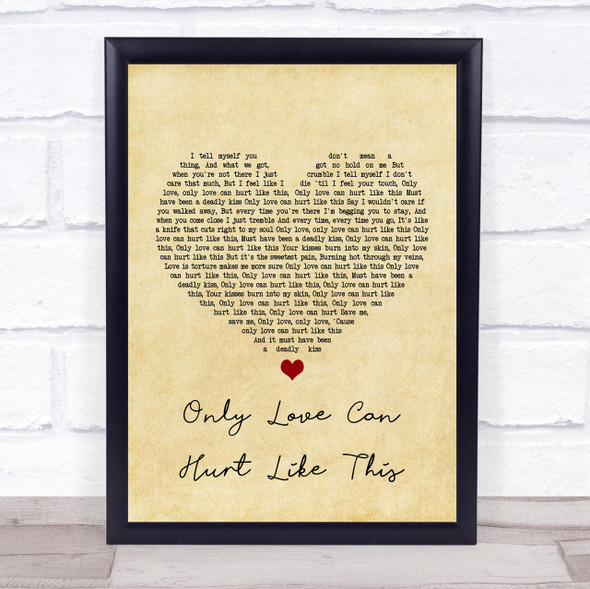 Paloma Faith Only Love Can Hurt Like This Vintage Heart Song Lyric Quote Print