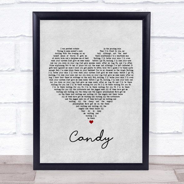 Paolo Nutini Candy Grey Heart Song Lyric Quote Print