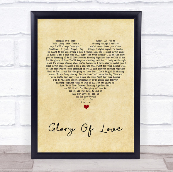 Peter Cetera Glory Of Love Vintage Heart Song Lyric Quote Print