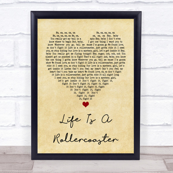 Ronan Keating Life Is A Rollercoaster Vintage Heart Song Lyric Quote Print
