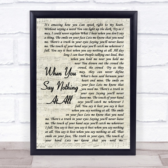 Ronan Keating When You Say Nothing At All Vintage Script Song Lyric Quote Print