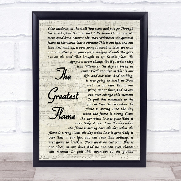 Runrig The Greatest Flame Vintage Script Song Lyric Quote Print