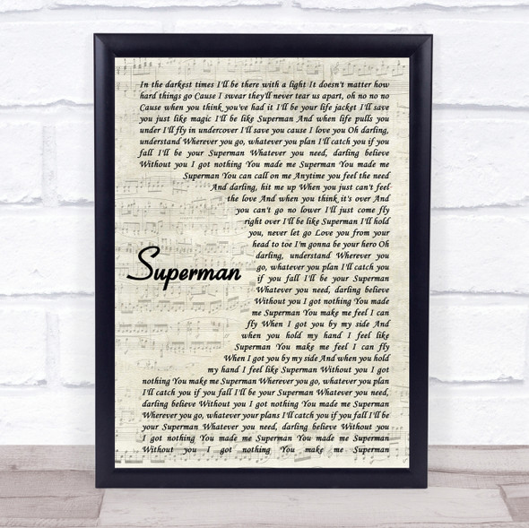 Scouting For Girls Superman Vintage Script Song Lyric Quote Print