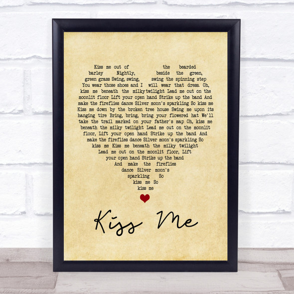 Sixpence None The Richer Kiss Me Vintage Heart Song Lyric Quote Print