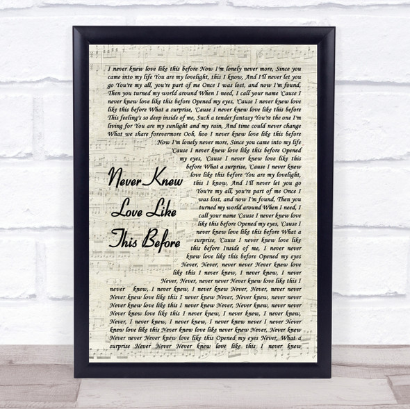 Stephanie Mills Never Knew Love Like This Before Vintage Script Song Lyric Print