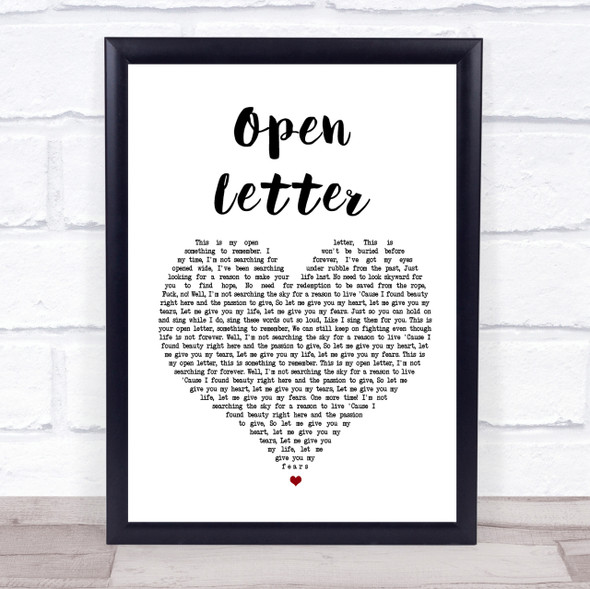 The Amity Affliction Open Letter White Heart Song Lyric Quote Print