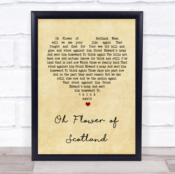 The Corries The Flower Of Scotland Vintage Heart Song Lyric Quote Print