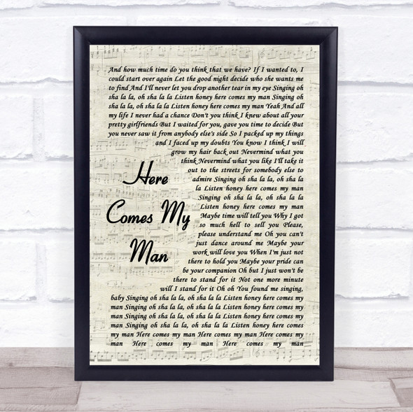 The Gaslight Anthem Here Comes My Man Vintage Script Song Lyric Quote Print