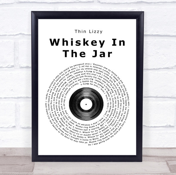 Thin Lizzy Whiskey In The Jar Vinyl Record Song Lyric Quote Print