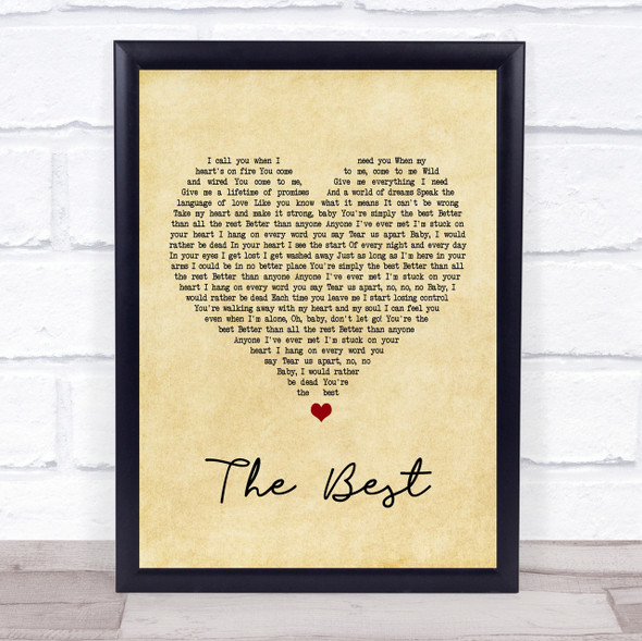 Tina Turner The Best Vintage Heart Song Lyric Quote Print