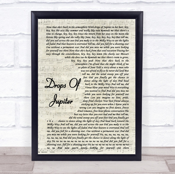 Train Drops Of Jupiter Vintage Script Song Lyric Quote Print
