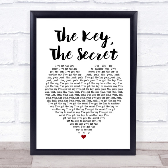Urban Cookie Collective The Key, The Secret White Heart Song Lyric Quote Print