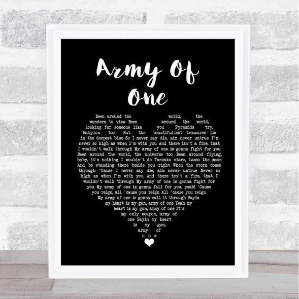 Coldplay Army Of One Black Heart Song Lyric Quote Print