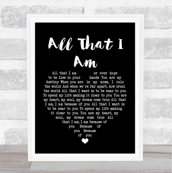 Elvis Presley All That I Am Black Heart Song Lyric Quote Print