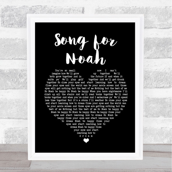 Frank Hamilton Song for Noah Black Heart Song Lyric Quote Print