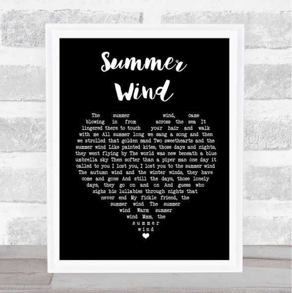Frank Sinatra Summer Wind Black Heart Song Lyric Quote Print