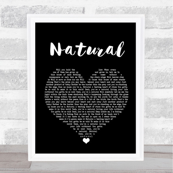 Imagine Dragons Natural Black Heart Song Lyric Quote Print