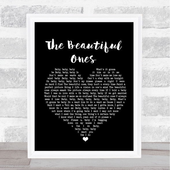 Prince And The Revolution The Beautiful Ones Black Heart Song Lyric Quote Print