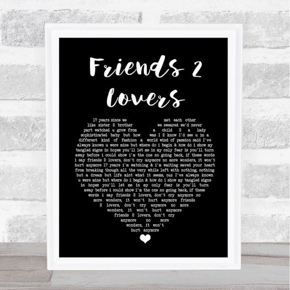 Soul SirkUS Friends 2 Lovers Black Heart Song Lyric Quote Print