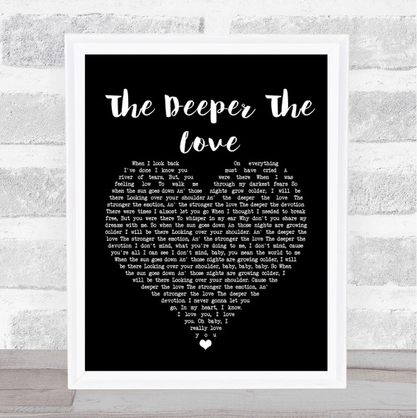 Whitesnake The Deeper The Love Black Heart Song Lyric Quote Print