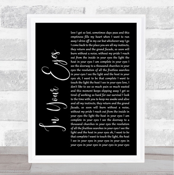 Peter Gabriel In Your Eyes Black Script Song Lyric Quote Print