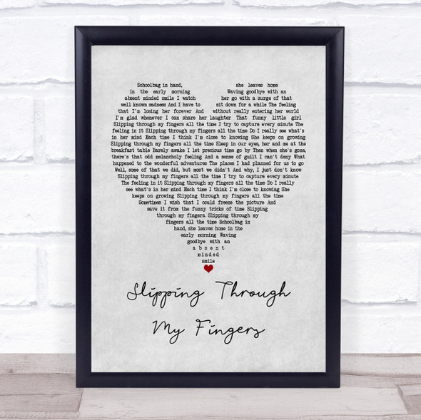 ABBA Slipping Through My Fingers Grey Heart Quote Song Lyric Print