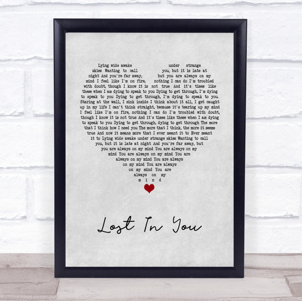 Ash Lost In You Grey Heart Quote Song Lyric Print