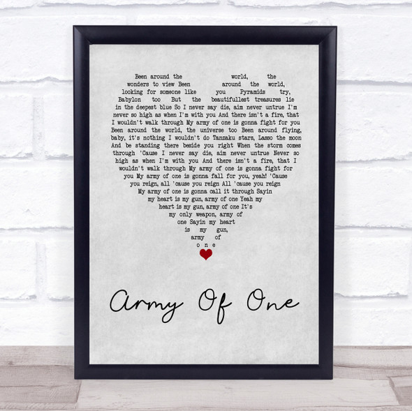 Coldplay Army Of One Grey Heart Quote Song Lyric Print