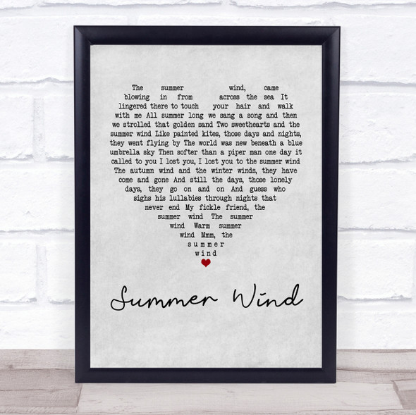 Frank Sinatra Summer Wind Grey Heart Quote Song Lyric Print