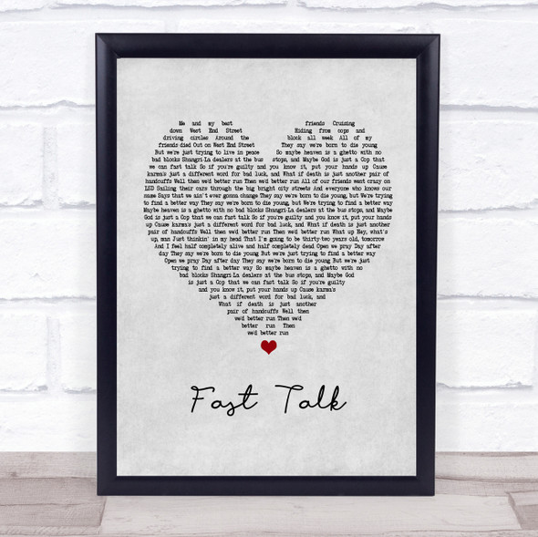 Houses Fast Talk Grey Heart Quote Song Lyric Print