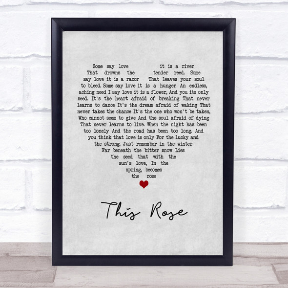 Westlife This Rose Grey Heart Quote Song Lyric Print