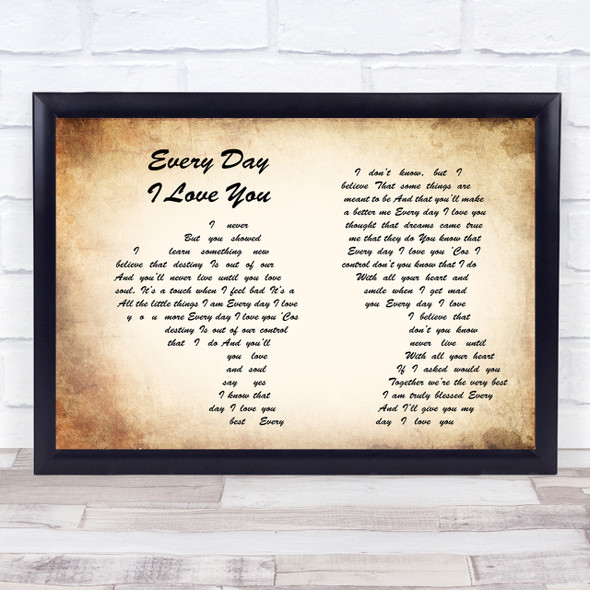 Boyzone Every Day I Love You Man Lady Couple Song Lyric Quote Print