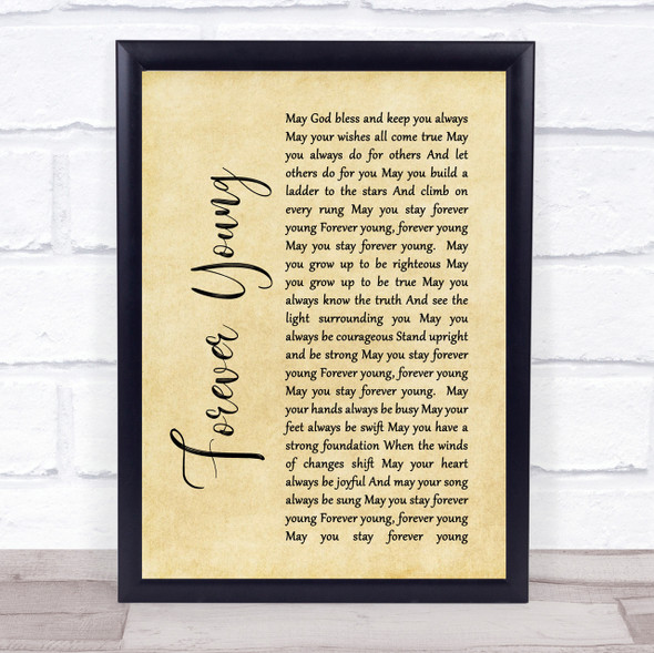 Bob Dylan Forever Young Rustic Script Song Lyric Quote Print