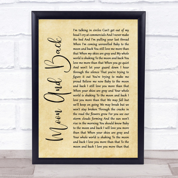 Alice Kristiansen Moon And Back Rustic Script Song Lyric Quote Print