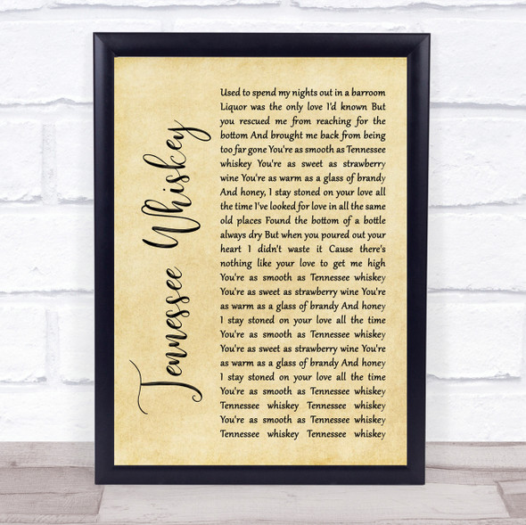 Chris Stapleton Tennessee Whiskey Rustic Script Song Lyric Quote Print