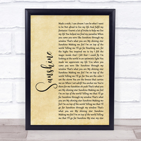 Gabrielle Sunshine Rustic Script Song Lyric Quote Print