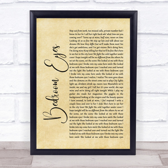 Natty Bedroom Eyes Rustic Script Song Lyric Quote Print