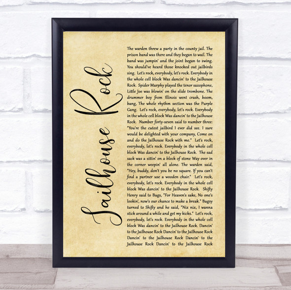 Elvis Presley Jailhouse Rock Rustic Script Song Lyric Quote Print