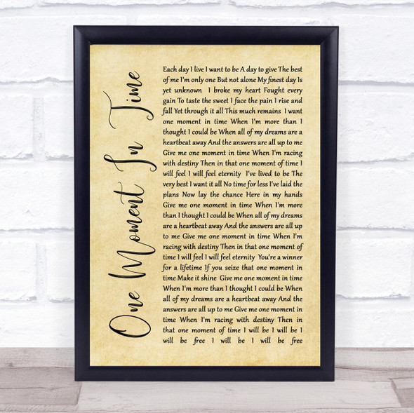 Whitney Houston One Moment In Time Rustic Script Song Lyric Quote Print