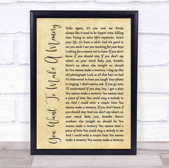 Bon Jovi You Want To Make A Memory Rustic Script Song Lyric Quote Print