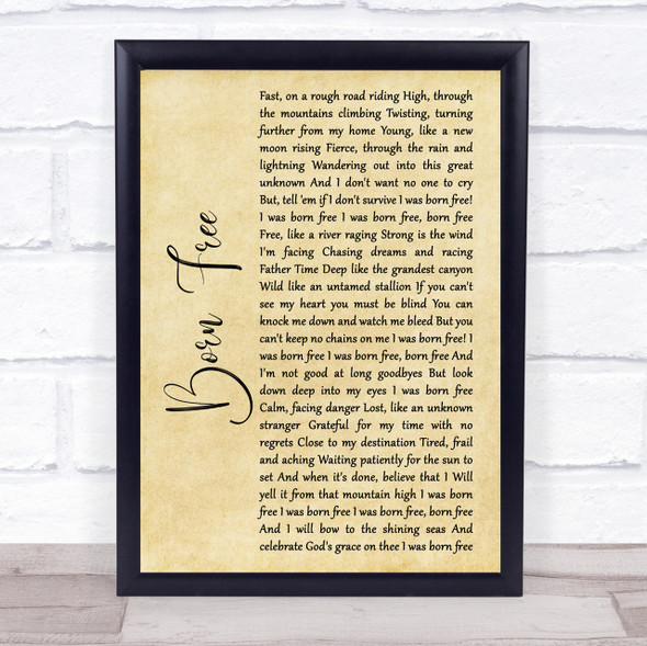 Kid Rock Born Free Rustic Script Song Lyric Quote Print