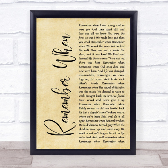 Alan Jackson Remember When Rustic Script Song Lyric Quote Print