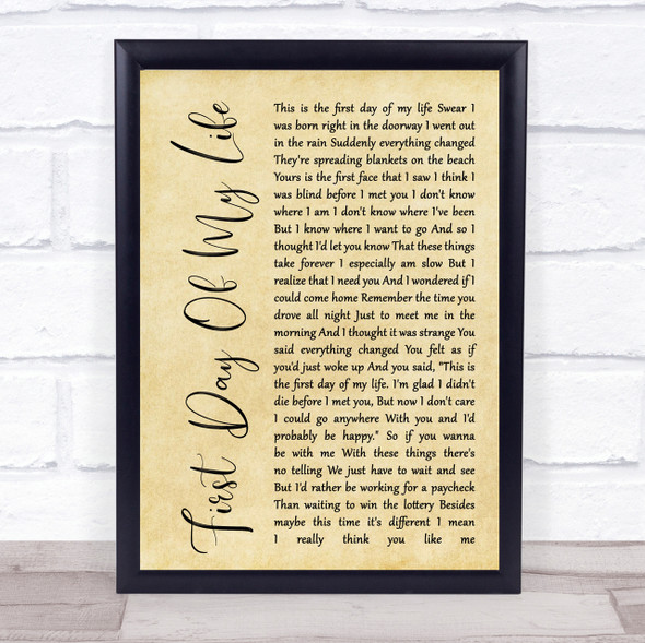 Bright Eyes First Day Of My Life Rustic Script Song Lyric Quote Print