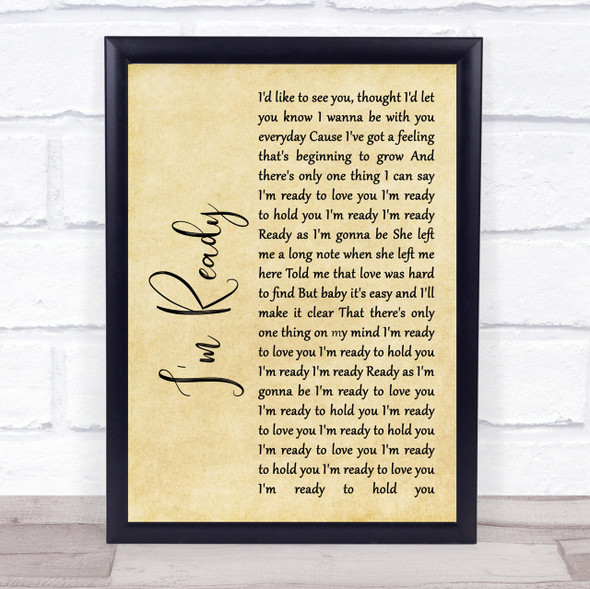 Bryan Adams I'm Ready Rustic Script Song Lyric Quote Print