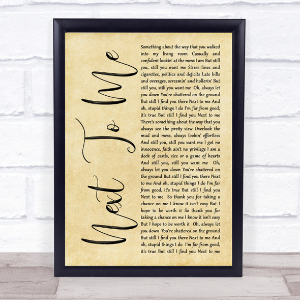 Imagine Dragons Next To Me Rustic Script Song Lyric Quote Print