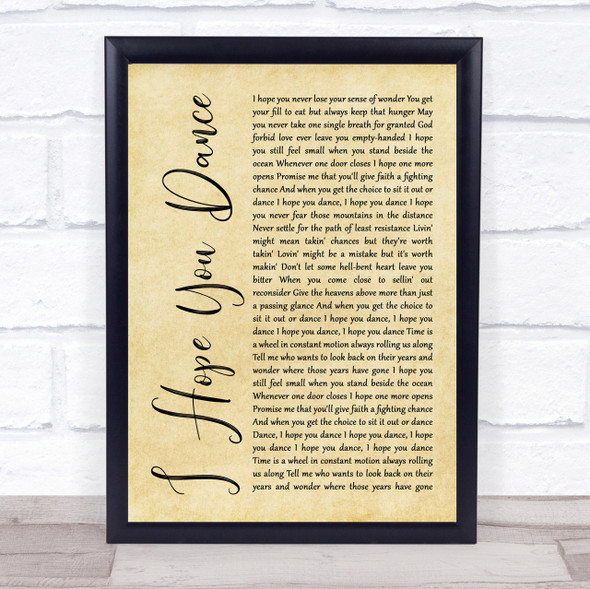 Lee Ann Womack I Hope You Dance Rustic Script Song Lyric Quote Print