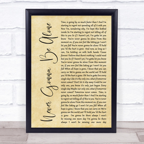 Nickelback Never Gonna Be Alone Rustic Script Song Lyric Quote Print